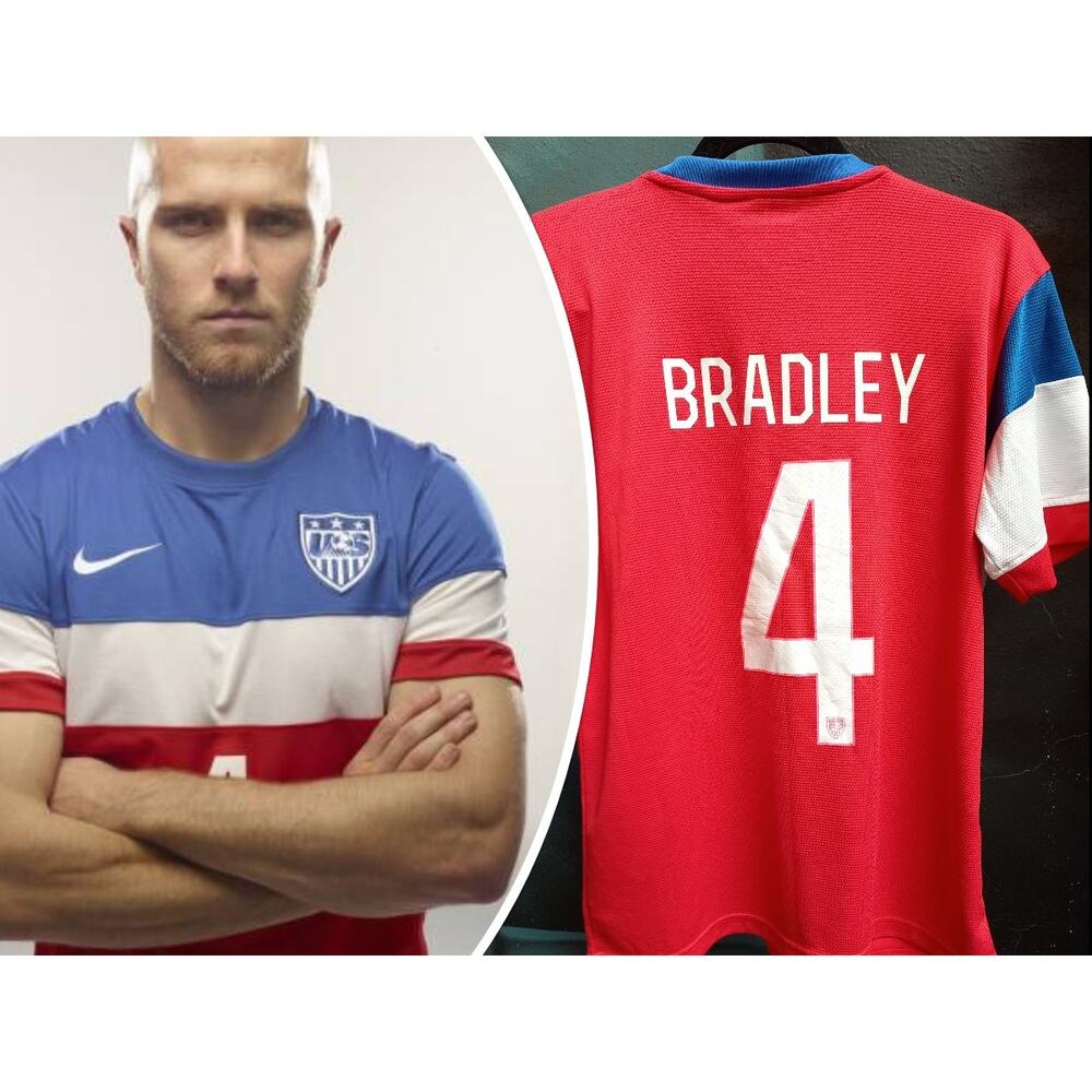 Michael BRADLEY #4 US 2014 NIKE World Cup Bomb Pop jersey S red FIFA Soccer vtg